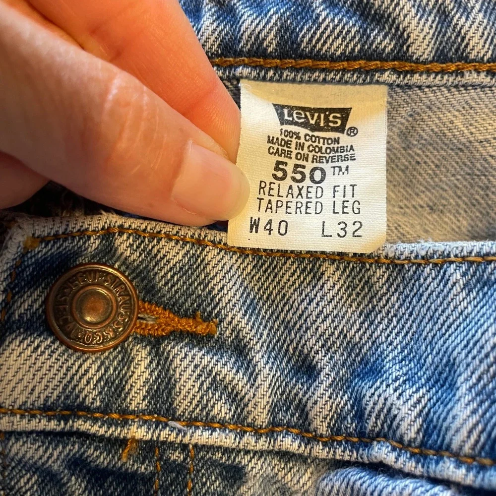 Levis 550 Orange Tab Vintage Mens Relaxed Fit Tapered Leg Jeans Light Wash 40x32